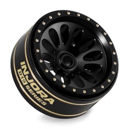 INJORA 0.7" D19 Ripple Black Coating Brass Beadlock Wheels for 1/30 Axial SCX30 (W7005)