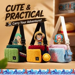 Official One Piece Anime Shoulder Bag Luffy Zoro Chopper Crossbody Bag Waterproof Layer Travel Storage Bag Fans Collection Gift.