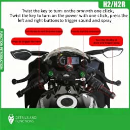 Key Start 1:9 H2 H2R Alloy Racing Motorcycle Model Diecast Track Sports Motorcycle Model Sound and Light With Spray Kid Toy Gift
