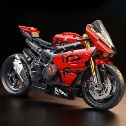 V4s Motorcycle Building Blocks Set, Super Racing Model with Display Stand, STEM Toys for Adults & Toys, Gifts for Boys and Girls
