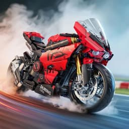 V4s Motorcycle Building Blocks Set, Super Racing Model with Display Stand, STEM Toys for Adults & Toys, Gifts for Boys and Girls
