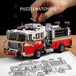 Technical American-style Urban Fire Truck Model Building Blocks MOC City Classic Fire Engine Bricks Toys Gifts For Adult