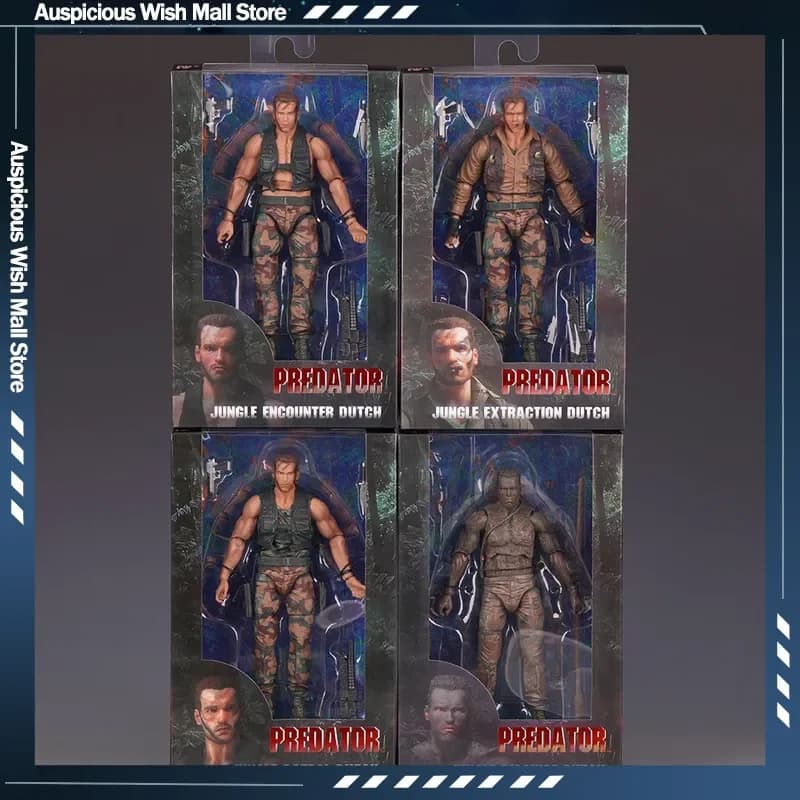 New Predator Dutch 30th Anniversary Edition Action Figure Collectible Model With 4 Styles Rich Accessories Movable Joints Gift