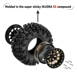 INJORA 87g Brass Swamp Claw 70*27mm S5 Mud Terrain 1.3" Wheel Tires Set for 1/18 1/24 RC Crawler Car