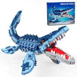805PCS Blue Dinosaur Building Blocks Toys Model Mosasaurus Dinosaur Assemble Puzzle Bricks Toy Sets For Kid Ornament Gifts