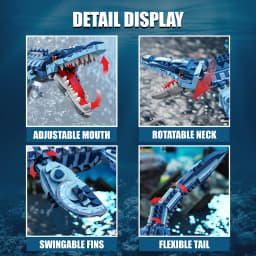 805PCS Blue Dinosaur Building Blocks Toys Model Mosasaurus Dinosaur Assemble Puzzle Bricks Toy Sets For Kid Ornament Gifts