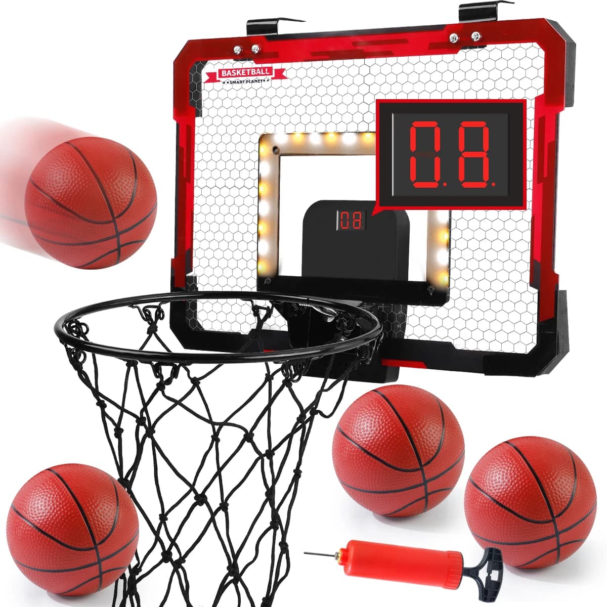 Indoor Kids Basketball Hoop, Dunkable Mini Basketball Hoop Over-the-Door, Teen Gift Toy, Halloween/Christmas/Thanksgiving Gifts