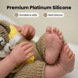 NPK 18inch Platinum Silicone Baby Doll - Pascale Girl Real Weighted 3000G with Pacifier Solid Mouth Open Design Collectible