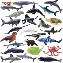 24Pcs Simulation Shark Ocean Animal Model Toy Mini Sea Turtle Figures Dolls Action Figurines Toys for Children Set Gift
