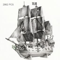 New 2862PCS Boat Black Pirate Ship Building Blocks  Model Assembly Bricks Toys For Birthday Holiday Gifts
