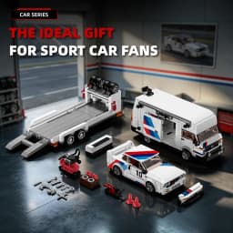 Technical MOC 1536pcs RV With Supercar Trailer Model Building Blocks City Motorhome Racing Car Trailers Bricks Toys Men Gifts