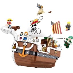 In Stock One Piece 1047Pcs +7pcs Figure Merry Luffy Boat Building Blocks Bricks Set Toys for Children Birthdays Christmas Gifts
