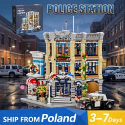 Town Police Station with 6 Figures Modular Buildings Blocks City Center Street View Apartment Store Architecture Brick Model Kit Toy Adults DIY Gift 3111PCS