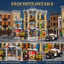 Town Police Station with 6 Figures Modular Buildings Blocks City Center Street View Apartment Store Architecture Brick Model Kit Toy Adults DIY Gift 3111PCS