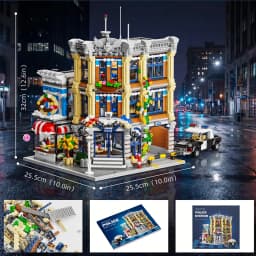 Town Police Station with 6 Figures Modular Buildings Blocks City Center Street View Apartment Store Architecture Brick Model Kit Toy Adults DIY Gift 3111PCS