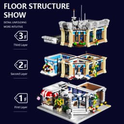 Town Police Station with 6 Figures Modular Buildings Blocks City Center Street View Apartment Store Architecture Brick Model Kit Toy Adults DIY Gift 3111PCS