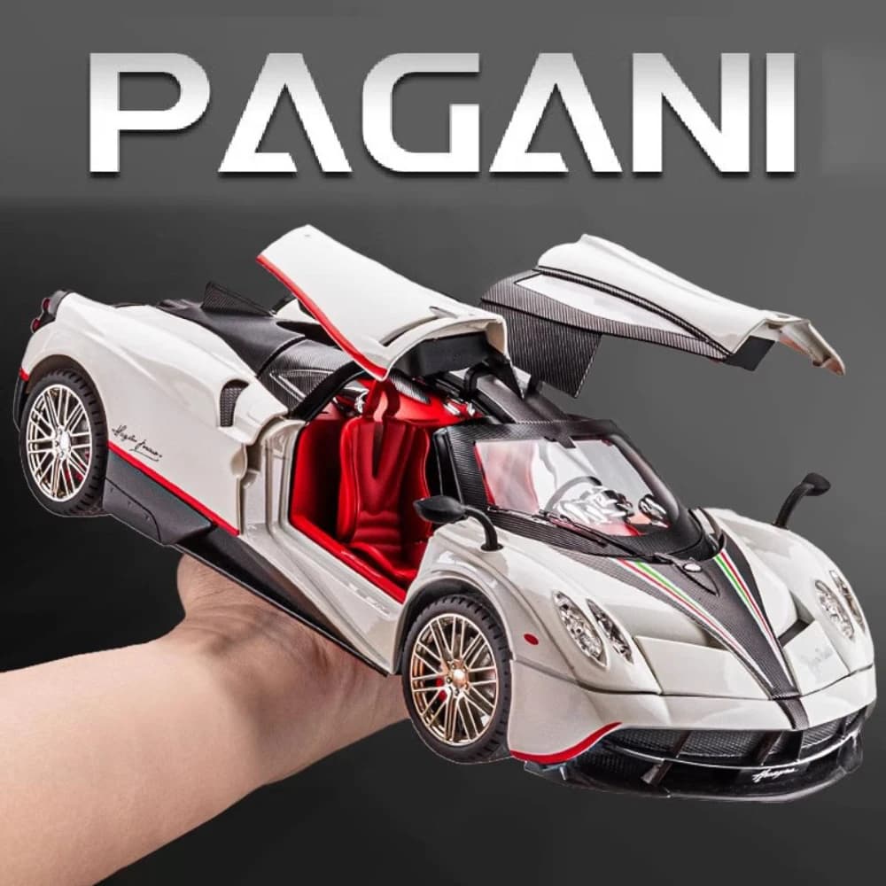 Large Size 1:18 Pagani Huayra Toy Model Car Diecast Alloy Sport Cars Sound Light Pull Back Shock Absorption Models Festival Gift