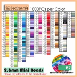 Yantjouet 2.6mm Mini Beads 221colors 1000 per color Iron Beads with Colorful Sticker Pixel Art DIY Gift