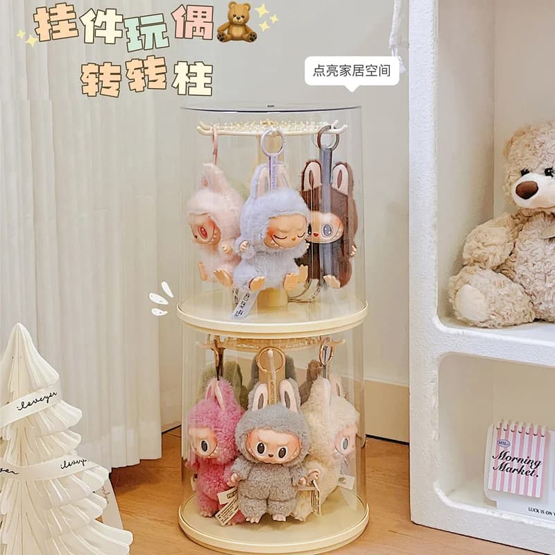 2024 new labubu pendant display box rotating transparent labubu plush doll figure blind box storage display stand girl gifts