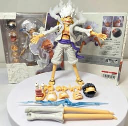 One Piece Luffy Gear 5 Sun God Nika Action Figure, Anime Figure Model Ornament with Multiple Accessories