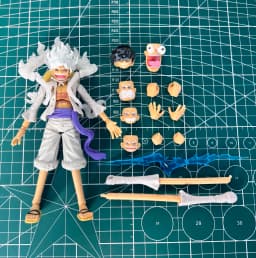 One Piece Luffy Gear 5 Sun God Nika Action Figure, Anime Figure Model Ornament with Multiple Accessories