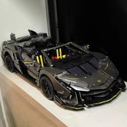 3392PCS GULY 10638 1:8 Scale Lamb One-Off Sports Car Building Blocks Set Upgradable Electric Convertible High-Tech City Speed Racing Vehicle Model Kit Collectible Bricks Toy Racing Decor Gift for Adults&Boys Desk Ornament Collection Display