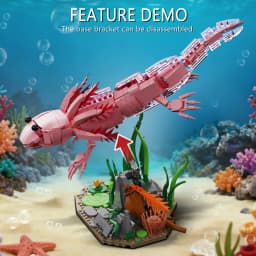 998Pcs Axolotl Building Blocks Set, Creative Amphibian Animal Model, DIY Assembly Bricks Toy, Desktop Decor Gift for Kids Adults
