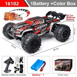 WLtoys 16102 1:16 50KM/H High Speed 4WD RC Car LED Light Remote Control Cars Bigfoot Climbing Car Drift Monster Truck For Kids
