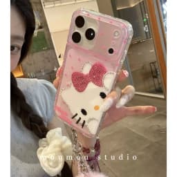 Cartoon character cat phone case suitable for iPhone 17 16 15 Pro Max Air, diamond shock-absorbing silicone protective case gift