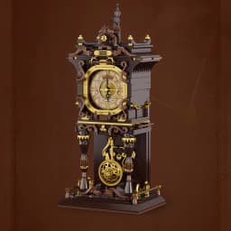 Steampunk Style Mechanical Clock Building Blocks Brown Gold Gear Model Detailed Roman Numerals DIY Toy Collectible Ornament Gift