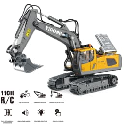 4WD Alloy RC Excavator Bulldozer Dump Truck Electric Remote Control Engineering Vehicle Model With Lights Sound Effects Toy Gift