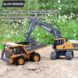 4WD Alloy RC Excavator Bulldozer Dump Truck Electric Remote Control Engineering Vehicle Model With Lights Sound Effects Toy Gift