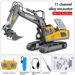 4WD Alloy RC Excavator Bulldozer Dump Truck Electric Remote Control Engineering Vehicle Model With Lights Sound Effects Toy Gift