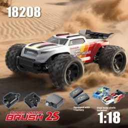 MJX HYPER GO 1:18 Mini Monster 18208 RC Car 2.4G Remote Control Dual Shell Dual Battery 30km/h High Speed Monster Truck, Off Road Vehicle 1/18 Toy Car RTR Boy Gift