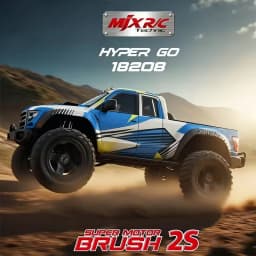 MJX HYPER GO 1:18 Mini Monster 18208 RC Car 2.4G Remote Control Dual Shell Dual Battery 30km/h High Speed Monster Truck, Off Road Vehicle 1/18 Toy Car RTR Boy Gift
