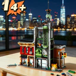 808pcs Oscorp Tower Battle Scene Building Blocks Famous Hero Movie Model Diy Creative Assembly Toy Desktop Display Ornament