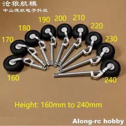 RC Airplane Part Height 150-240mm D4 D5 Strengthened Damping Kneeling Landing Gear with 70mm Wheel for 5-10kg Aircraft EDF Plane