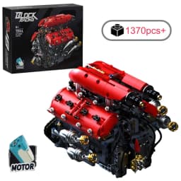 Technical V8 Engine Model Building Blocks Set with Electric Motor MOC Assembly Bricks Toy Kids Birthday Christmas Gifts 1370pcs