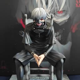 20cm Ken Kaneki Sitting Figure Tokyo Ghoul GK Replaceable Double Head Double Arms Statue With Base Anime Model Toy Deco Boy Gift