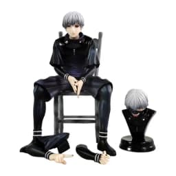 20cm Ken Kaneki Sitting Figure Tokyo Ghoul GK Replaceable Double Head Double Arms Statue With Base Anime Model Toy Deco Boy Gift