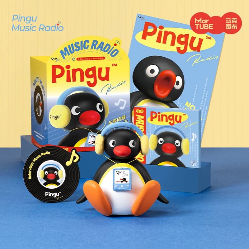 Martube New Pingu Listening To Music Shaking Head Speaker Portable Mini Bluetooth Speaker Desktop Decorative Birthday Kids Gift