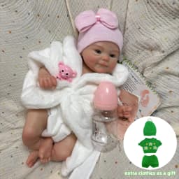 AnjoDoll 2 Sets Of Clothes 13Inch Open Mouth Silicone Reborn Doll Washable Handmade Doll Toy Ideal Gifts