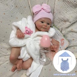 AnjoDoll 2 Sets Of Clothes 13Inch Open Mouth Silicone Reborn Doll Washable Handmade Doll Toy Ideal Gifts