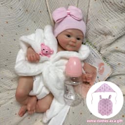AnjoDoll 2 Sets Of Clothes 13Inch Open Mouth Silicone Reborn Doll Washable Handmade Doll Toy Ideal Gifts