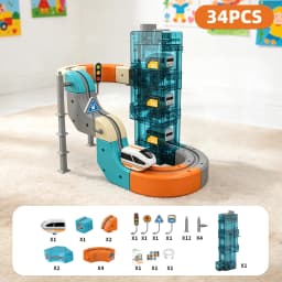 Magic 3D Track Cube Educational High Speed Electric Rail Train Set Toy with Automatic Lift for Home Indoor Assembly Play