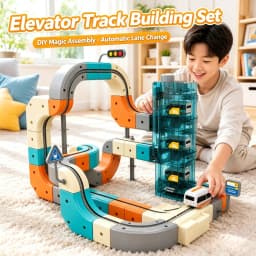 Magic 3D Track Cube Educational High Speed Electric Rail Train Set Toy with Automatic Lift for Home Indoor Assembly Play