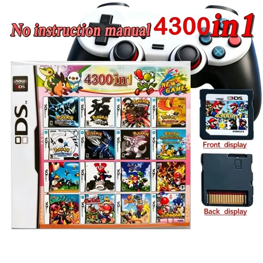4300 in 1 NDS Game Card Compatible with 3DS/2DS/NDSL Multi Classic Games Collection Retro Console CartridgeNo Instruction Manual