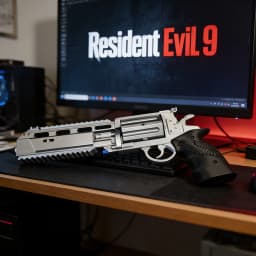 Hot Mov Resident Evil-9 Requiem Leon Hand Cannon Revolver Model Desktop Ornament Game Cosplay Prop Articulated Toy Holiday Gifts