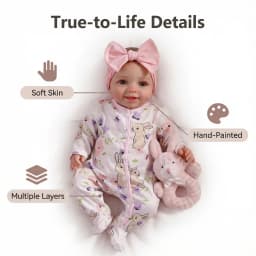NPK 17-inch Reborn Baby Doll - Realistic 3D Skin Painted Hair Visible Veins Newborn Doll Collectible Figure Same as Picture
