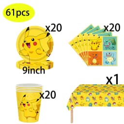 Cartoon Pokemon Birthday Party Decorations Pikachu Theme Disposable Tableware Paper Cup Plate Banner Christmas Party Favor Gifts